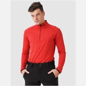 KJUS Men's Feel Midlayer Half-Zip Carmine Red Size 48 / Small